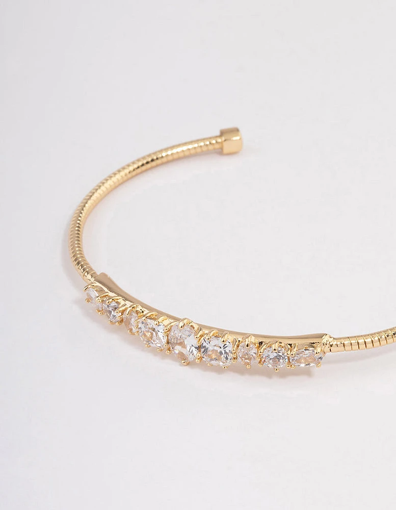 Gold Plated Gradual Cubic Zirconia Wrist Cuff