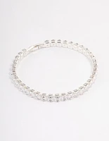 Silver Plated Square Cubic Zirconia Tennis Bracelet