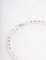 Silver Plated Square Cubic Zirconia Tennis Bracelet