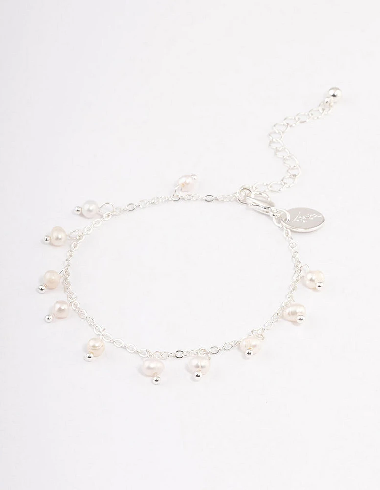 Silver Plated Pearl Droplet Bracelet