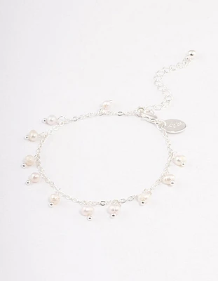 Silver Plated Pearl Droplet Bracelet