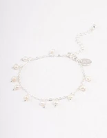 Silver Plated Pearl Droplet Bracelet