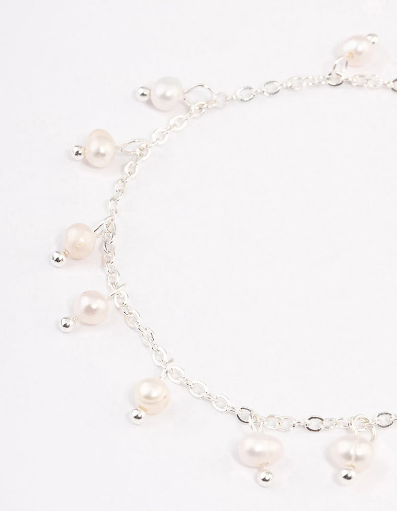 Silver Plated Pearl Droplet Bracelet