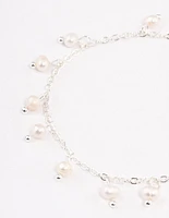 Silver Plated Pearl Droplet Bracelet