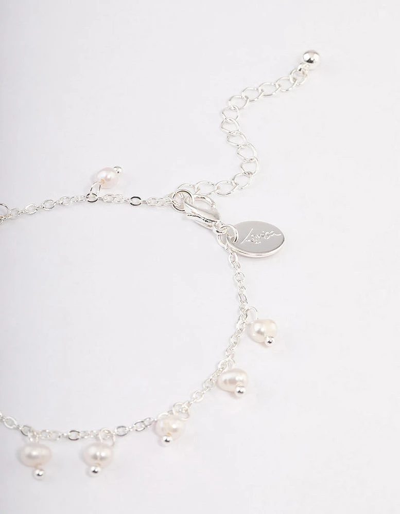 Silver Plated Pearl Droplet Bracelet