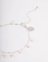 Silver Plated Pearl Droplet Bracelet