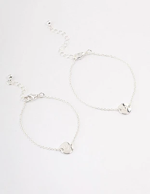 Silver Plated Heart Disc Bracelet Pack