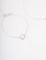 Silver Plated Heart Disc Bracelet Pack