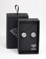 Rhodium Classic Large Diamante Stud Earrings