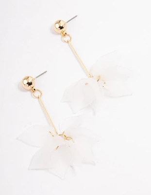 White Stack Pearl Cluster Drop Earrings