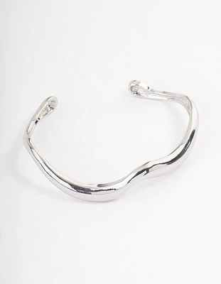 Rhodium Melted Cuff Bangle