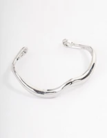 Rhodium Melted Cuff Bangle