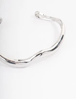 Rhodium Melted Cuff Bangle