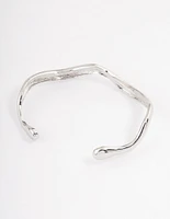 Rhodium Melted Cuff Bangle