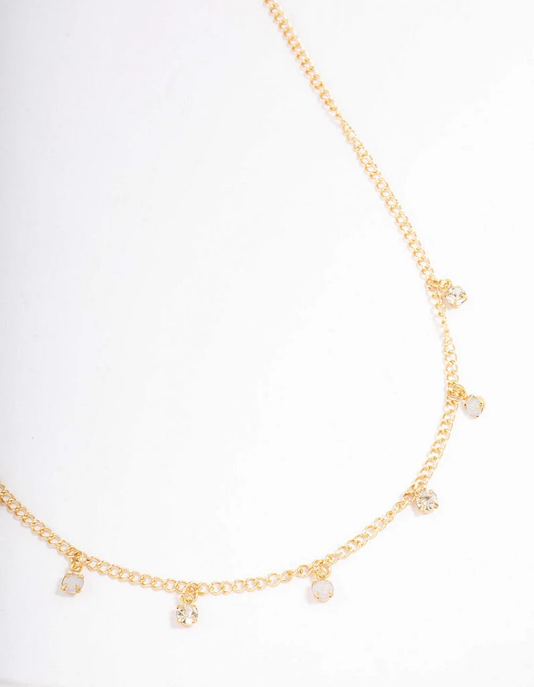 Gold Alternate Diamante Necklace