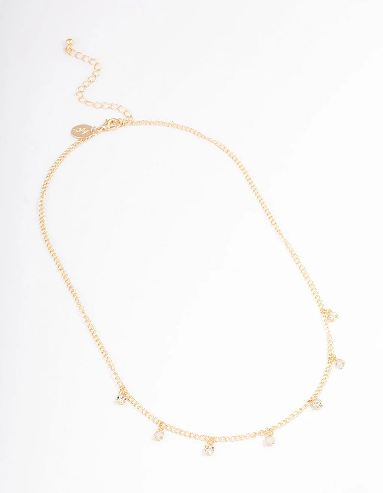 Gold Alternate Diamante Necklace