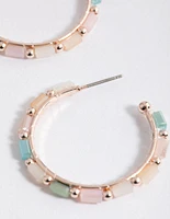 Rose Gold Mixed Bead Hoop Earrings