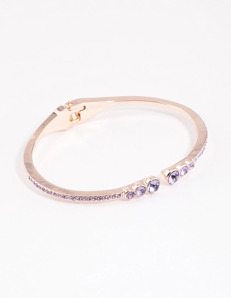 Rose Gold Circle Diamante Hang Cuff Bangle