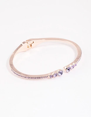 Rose Gold Circle Diamante Hang Cuff Bangle