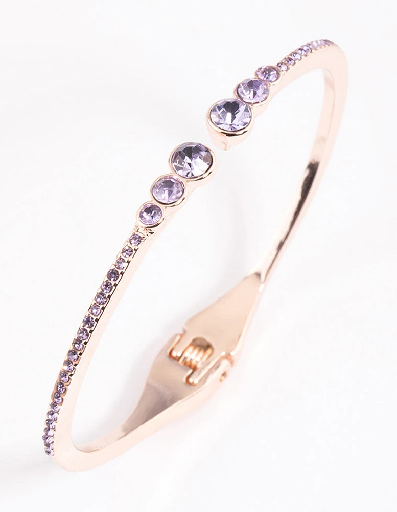 Rose Gold Circle Diamante Hang Cuff Bangle