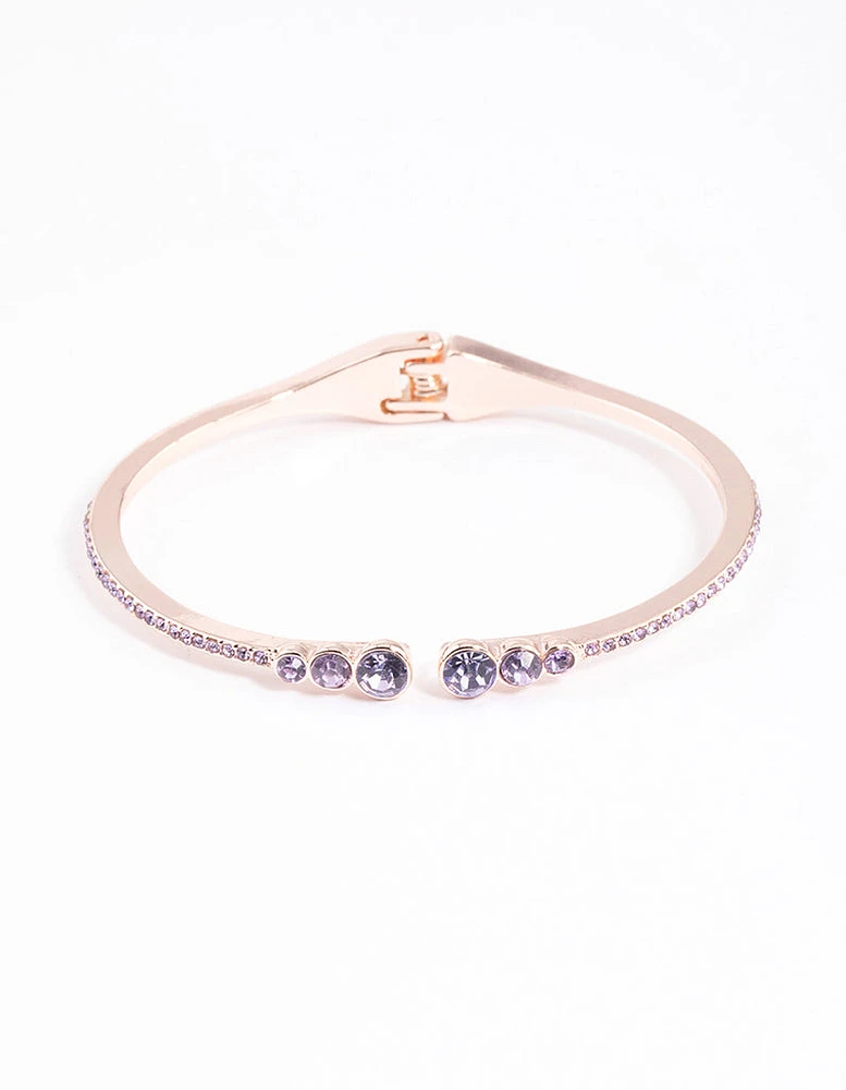 Rose Gold Circle Diamante Hang Cuff Bangle