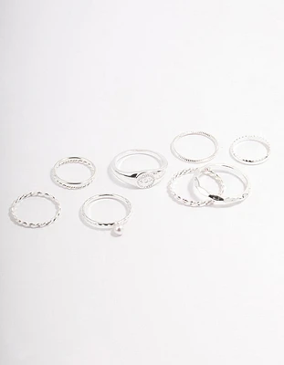 Silver Evil Eye Signet Ring Pack