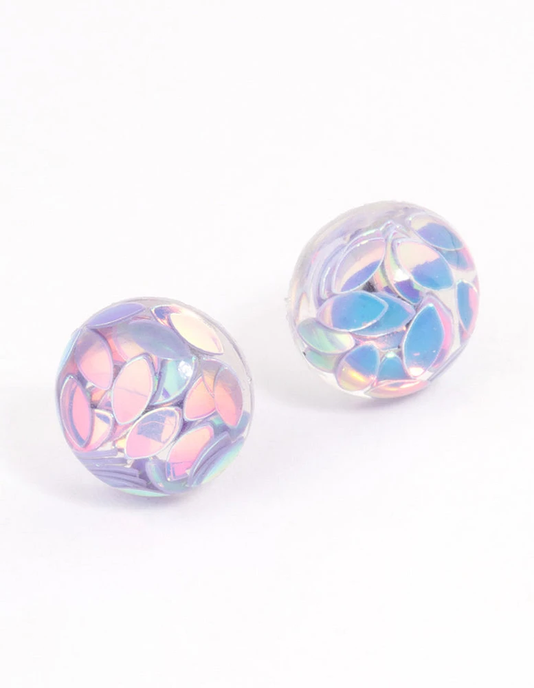 Pink Resin Petal Stud Earrings