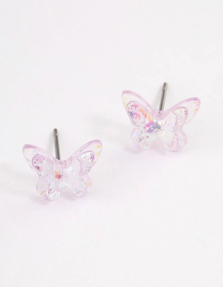 Acrylic Lilac Candy Butterfly Stud Earrings