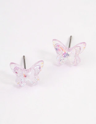 Acrylic Lilac Candy Butterfly Stud Earrings