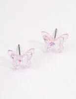 Acrylic Lilac Candy Butterfly Stud Earrings