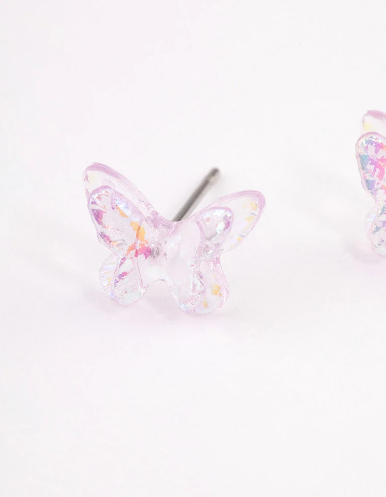 Acrylic Lilac Candy Butterfly Stud Earrings