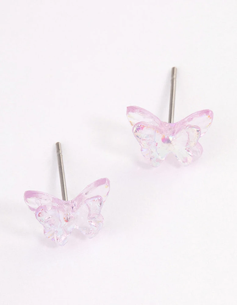 Acrylic Lilac Candy Butterfly Stud Earrings