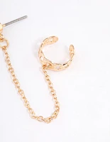 Gold Chainlink Cuff & Diamante Chain Earrings