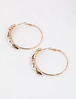 Gold Cluster Diamante Hoop Earrings