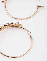 Gold Cluster Diamante Hoop Earrings