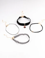 Gold Lace Teardrop Choker 4-Pack