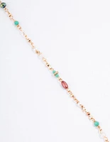 Gold Mixed Facet Beaded Long Necklace