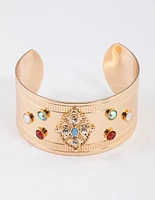 Gold Mixed Stone Wrist Cuff