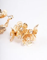 Gold Mini Multi Flower Hoop Earrings