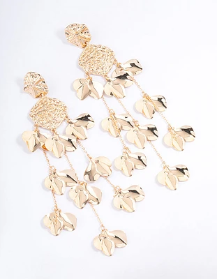 Gold Molten Statement Petal Drop Earrings