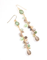 Gold Mixed Beaded Chain Drop Earrings