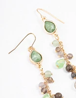 Gold Mixed Beaded Chain Drop Earrings