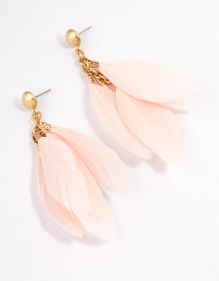 Gold Multi Fluffy Drop Earrings