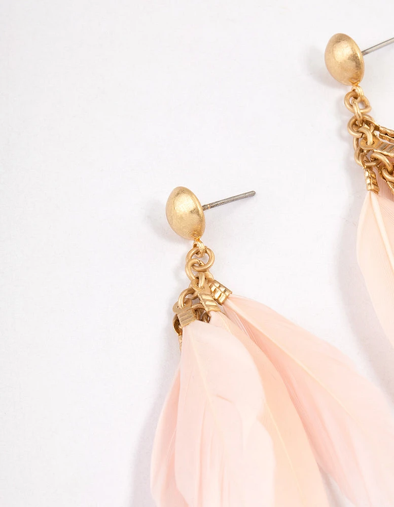 Gold Multi Fluffy Drop Earrings