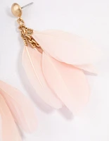 Gold Multi Fluffy Drop Earrings