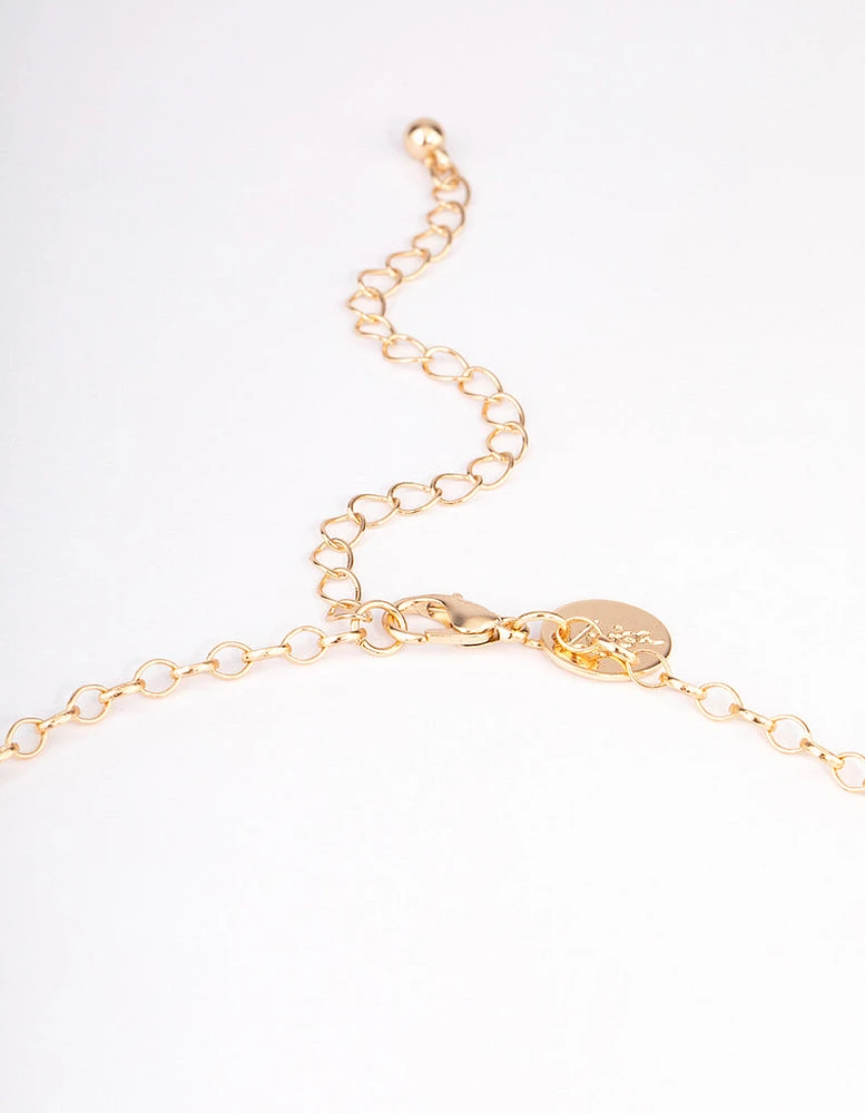 Gold Mixed Leaf Long Necklace