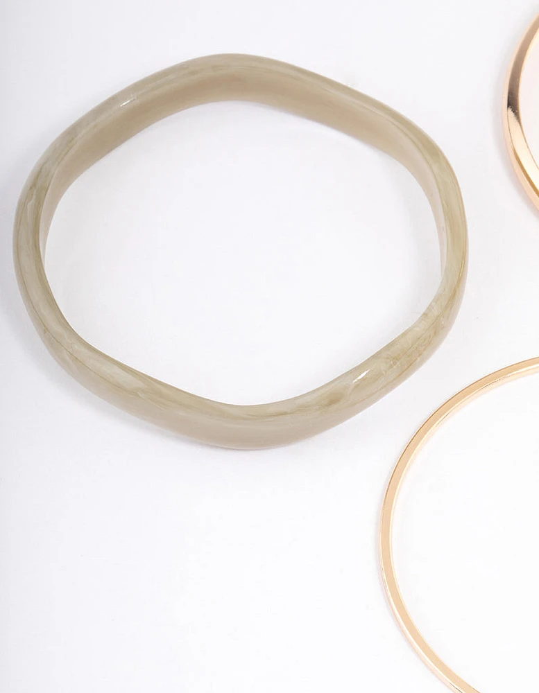 Gold Organic Shape Bangle Pack