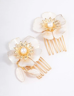 Gold Pearl Flower Comb Pack