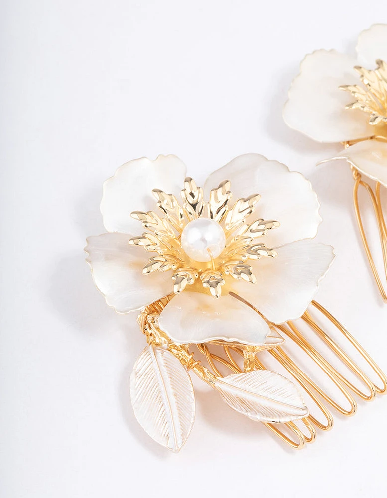 Gold Pearl Flower Comb Pack