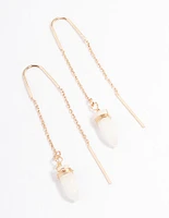 Gold Clear Quartz Moon Threader Earrings